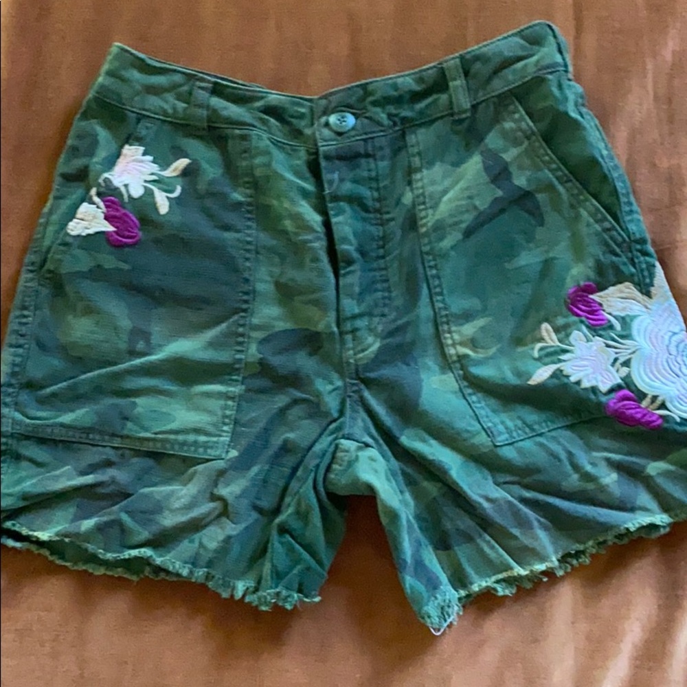Free People embroidered camo shorts